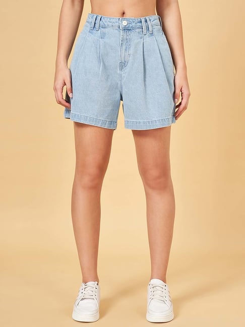 People by Pantaloons Blue Cotton Shorts-picture-25