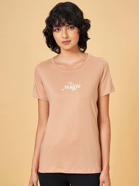 Ajile by Pantaloons Beige Cotton Printed Sports T-Shirt-picture-11