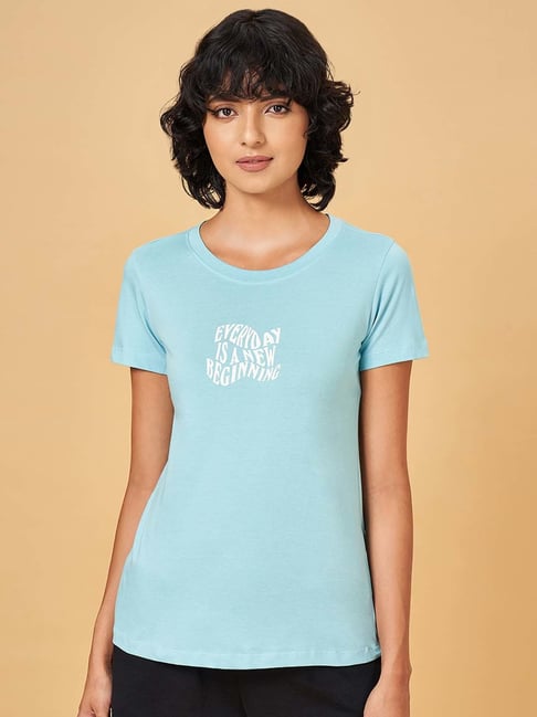 Ajile by Pantaloons Blue Cotton Printed Sports T-Shirt