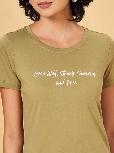 Honey by Pantaloons Green Cotton Printed T-Shirt