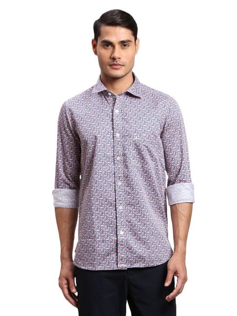 ColorPlus Red Cotton Regular Fit Printed Shirt-picture-43