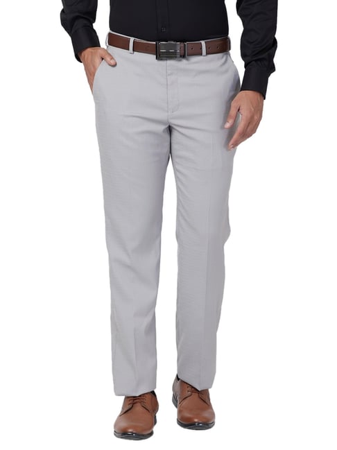 Park Avenue Grey Regular Fit Trousers-picture-27