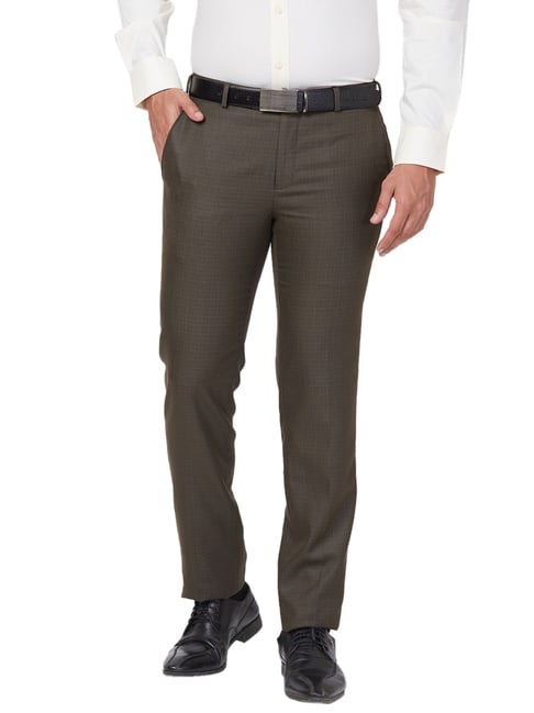 Raymond Brown Slim Fit Checks Trousers-picture-46