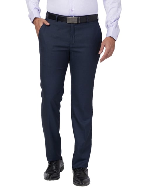 Raymond Blue Slim Fit Texture Trousers-picture-22