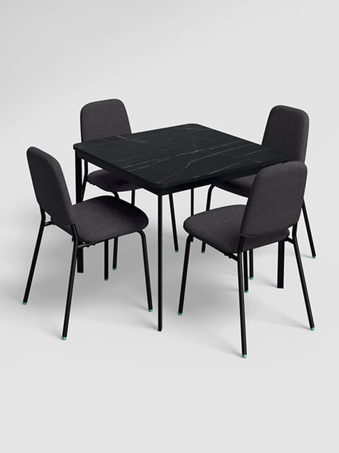 Godrej Interio Franky and Kalyx Black Metal 4 Seater Square Dining Set