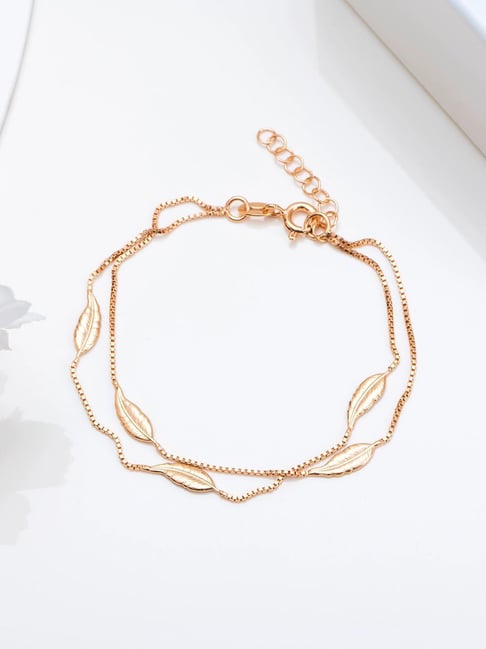 Zavya Leafy Foliage Rose Gold-Plated 925 Sterling Silver Bracelet