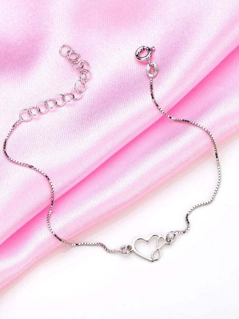 Buy Heartfelt Infinity Rhodium-Plated 925 Sterling Silver Bracelet