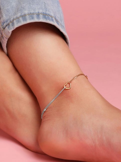 Zavya Dainty Hearts Dual Tone 925 Sterling Silver Anklet