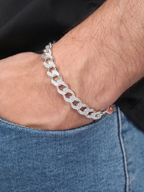 Buy Elegant Masculinity Rhodium Plated 925 Silver Men's Bracelets