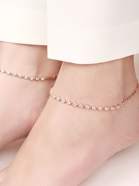 Zavya Eternal Radiance Rose Gold-Plated 925 Sterling Silver Circle Anklet-picture-37