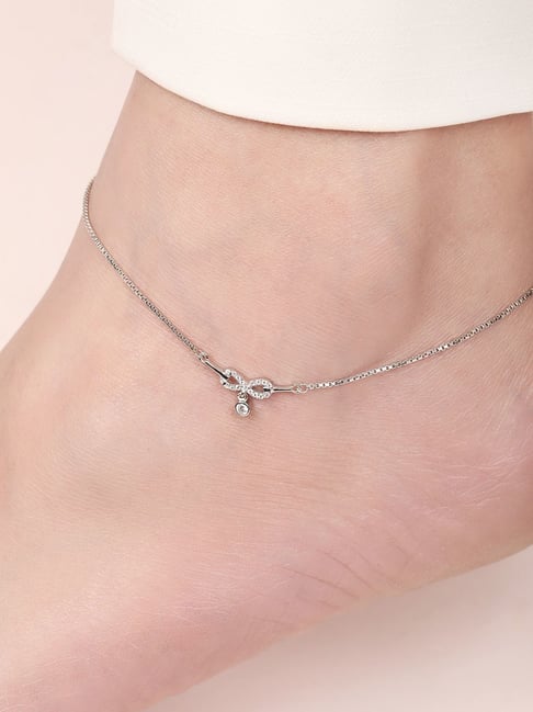 Zavya Infinite Glamour Rhodium-Plated 925 Sterling Silver Anklet-picture-36