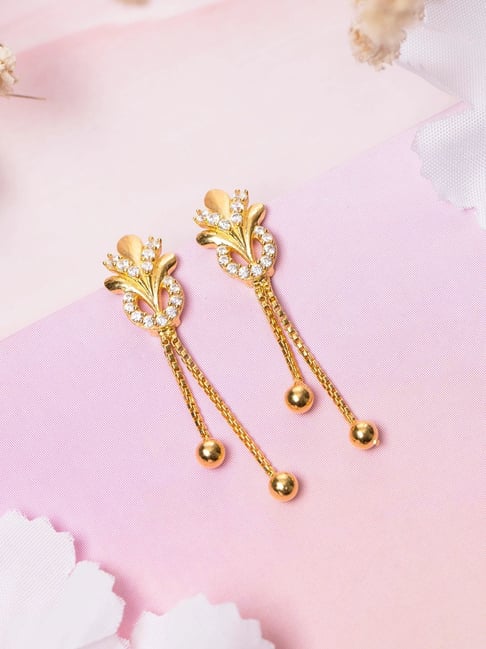 Zavya Chic Glitter Gold-Plated 925 Sterling Silver Drop Earrings