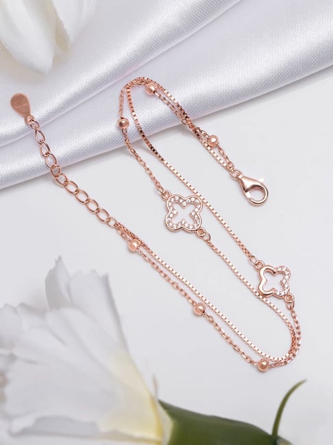 Zavya Charming Duo Rose Gold Plated 925 Sterling Silver Bracelet