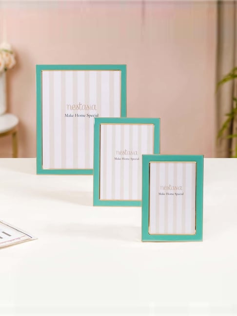 Nestasia Modern Teal Metal Photo Frames Set Of 3