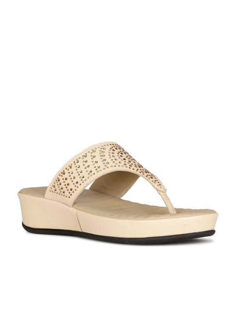 Scholl by Bata Women's POPPY Beige Thong Wedges-picture-17