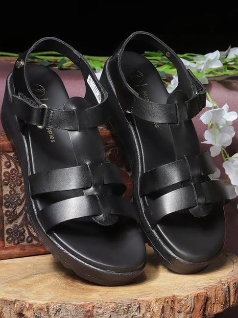 Hush Puppies by Bata Women's SCARLET Black Ankle Strap Wedges-picture-18