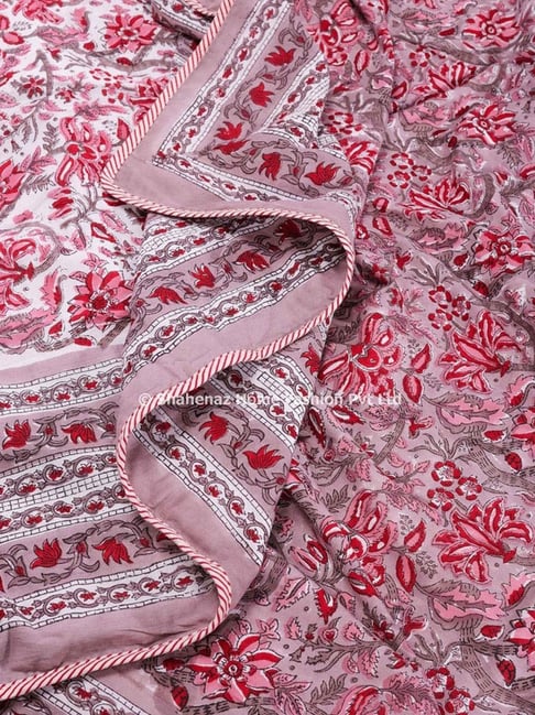 Shahenaz Gayatri Floral Purple Cotton Double Reversible Dohar-picture-14