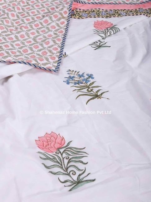 Shahenaz  Floral Pink Cotton Single Reversible Dohar-picture-40