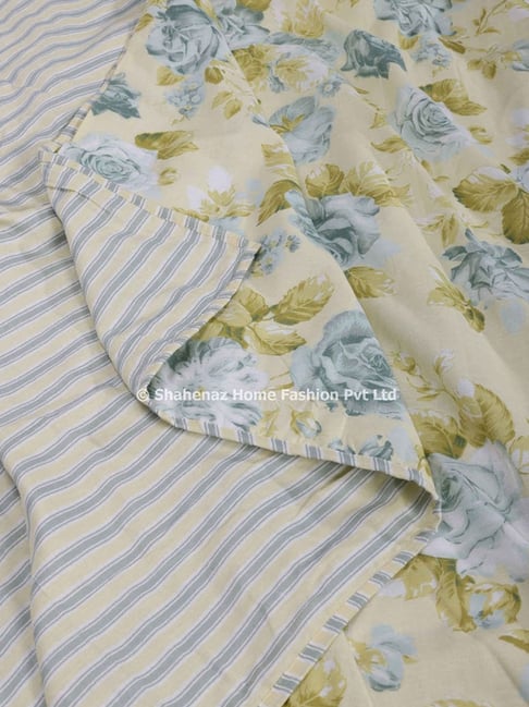 Shahenaz Rose Floral Pale Yellow Cotton Double Reversible Dohar-picture-38