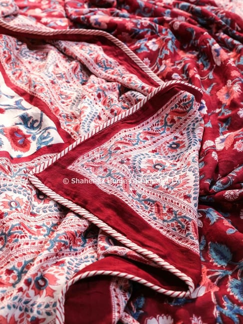 Shahenaz Sunderban Jaal Floral Maroon Cotton Double Reversible Dohar