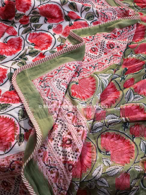 Shahenaz Sunderban Sunflower Floral Pink  Cotton Single Reversible Dohar