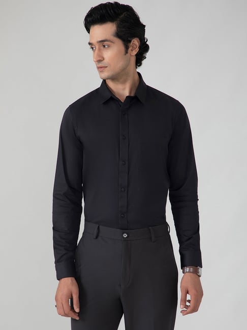SUBTRACT Black Slim Fit Shirt-picture-42