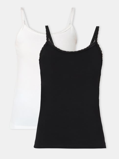 Vero Moda Intimates White & Black Cotton Camisole (Pack Of 2)-picture-22
