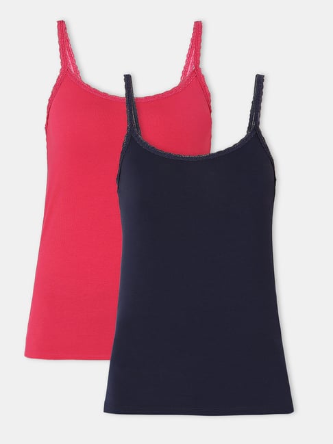 Vero Moda Intimates Pink & Navy Cotton Camisole (Pack Of 2)