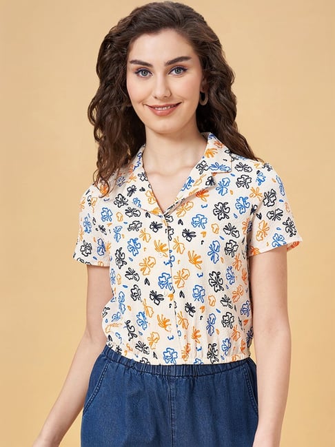 People by Pantaloons Beige Printed Shirt-picture-28