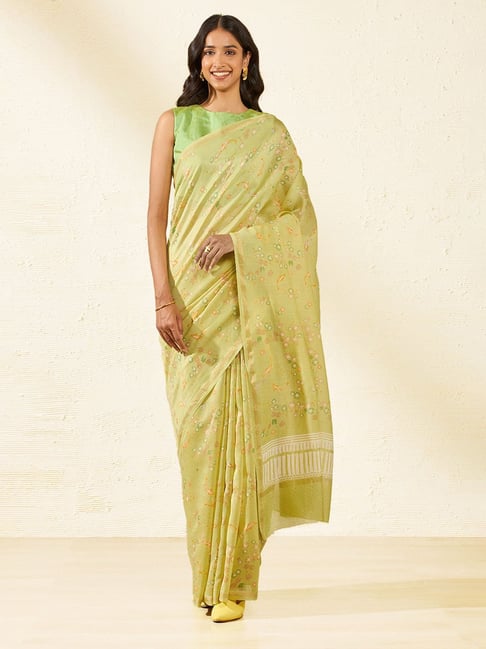 Taneira Light Green Printed Saree With Unstiched Blouse-picture-25