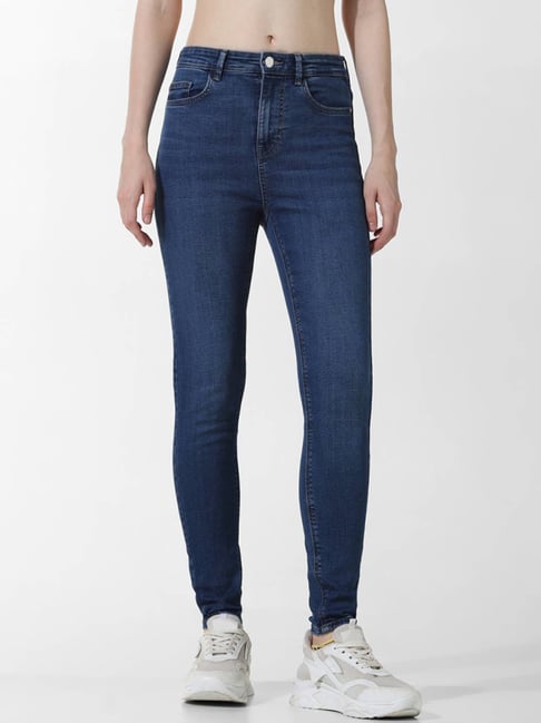 Only Blue Cotton Skinny Fit Mid Rise Jeans-picture-47