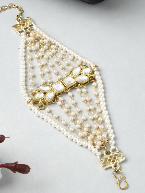 Karatcart Gold-Plated Pearl Chain Kundan Bracelet for Women-picture-43