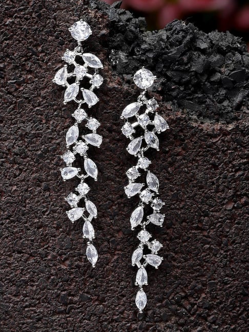 Buy Karatcart Silver-Plated Cubic Zirconia Drop Earrings for Women