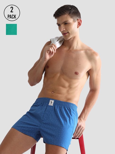 U.S. Polo Assn. Blue & Green Regular Fit Boxers - Pack of 2-picture-18