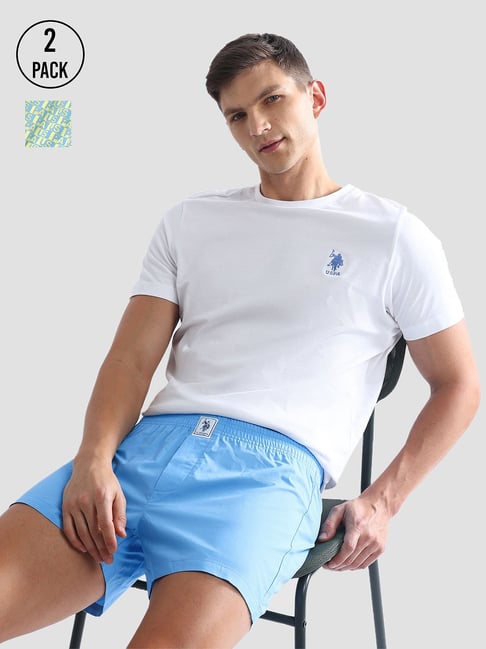 U.S. Polo Assn. Light Blue & Green Regular Fit Boxers - Pack of 2-picture-40