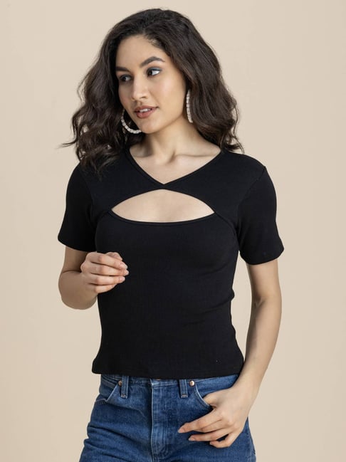 Moomaya Black Slim Fit Top-picture-29