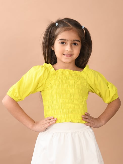 LilPicks Kids Neon Green Solid Crop Top-picture-44