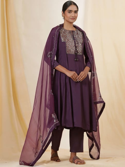 folksong W Purple Embroidered Dupatta-picture-45