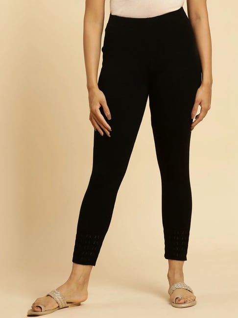 Sisters Leggings Termici Donna Invernali – Morbidi In Tessuto Italiano Riciclato Con Vita Alta E Dettaglio Riflettente, Nero Taglia L