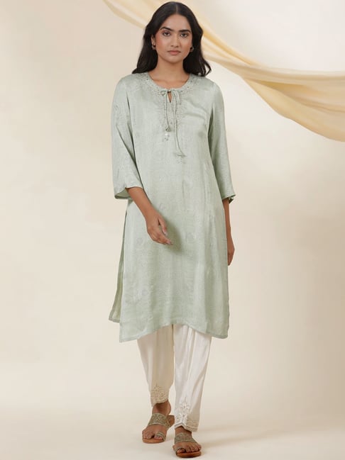 folksong W Green Printed Straight Kurta-picture-21