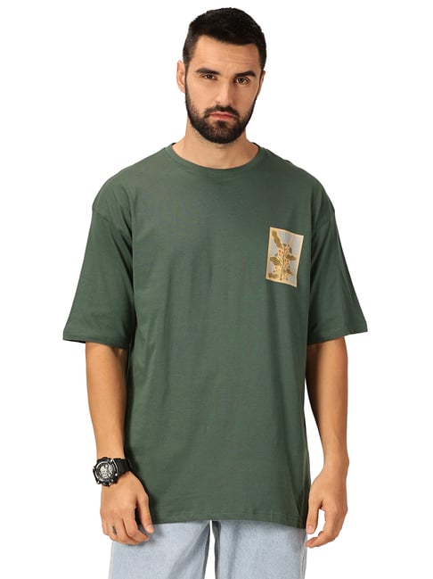 thomas scott green loose fit graphic print cotton crew t-shirt