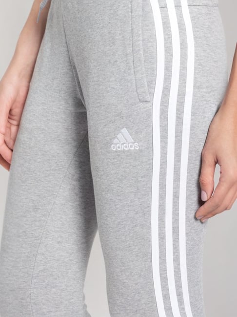 ADIDAS Grey Cotton Striped Sports Joggers