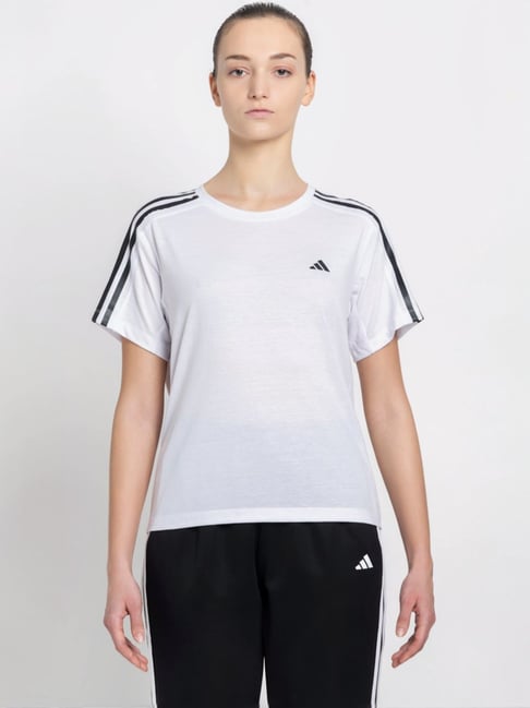 Adidas white shops striped shirt