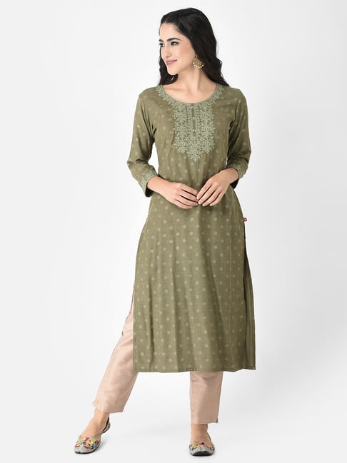 Span Green Embroidered A Line Kurta-picture-27