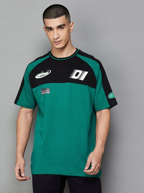 Fame Forever by Lifestyle Green Regular Fit Printed Crew T-Shirt