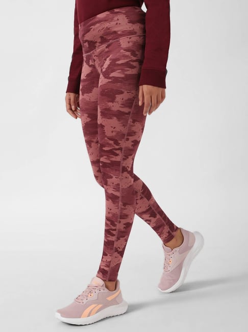 Reebok Maroon Printed Tights