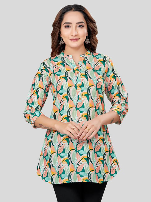 Saree Swarg Multicolor Printed A-Line Short Kurti-picture-35