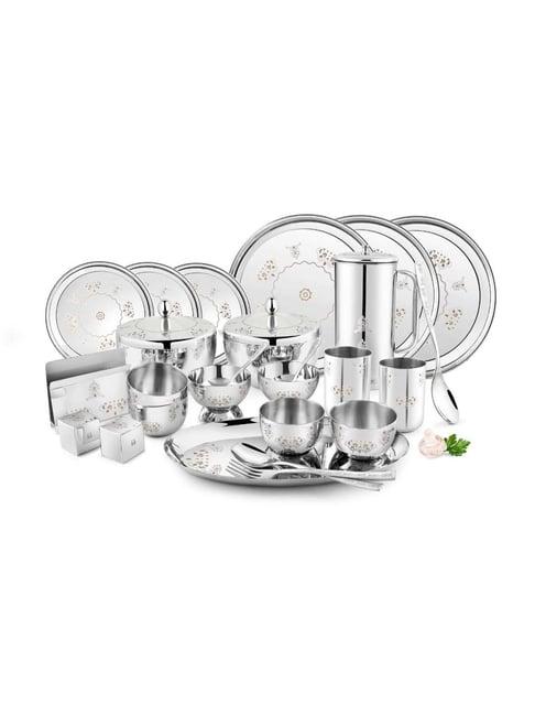 FnS Mandala Silver Stainless Steel 60-Piece Dinner Set-picture-20