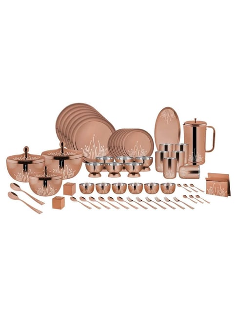 FnS Leheren Brown Stainless Steel 78-Piece Dinner Set