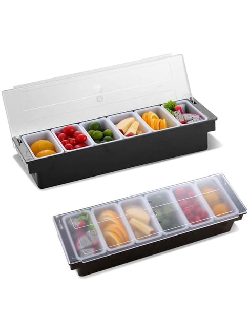 FnS Black Stainless Steel Condiment Tray